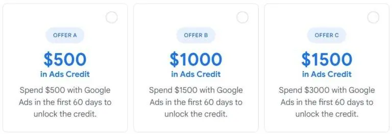 what are the google ads 1500 promotional offer credit spend requirements 2025